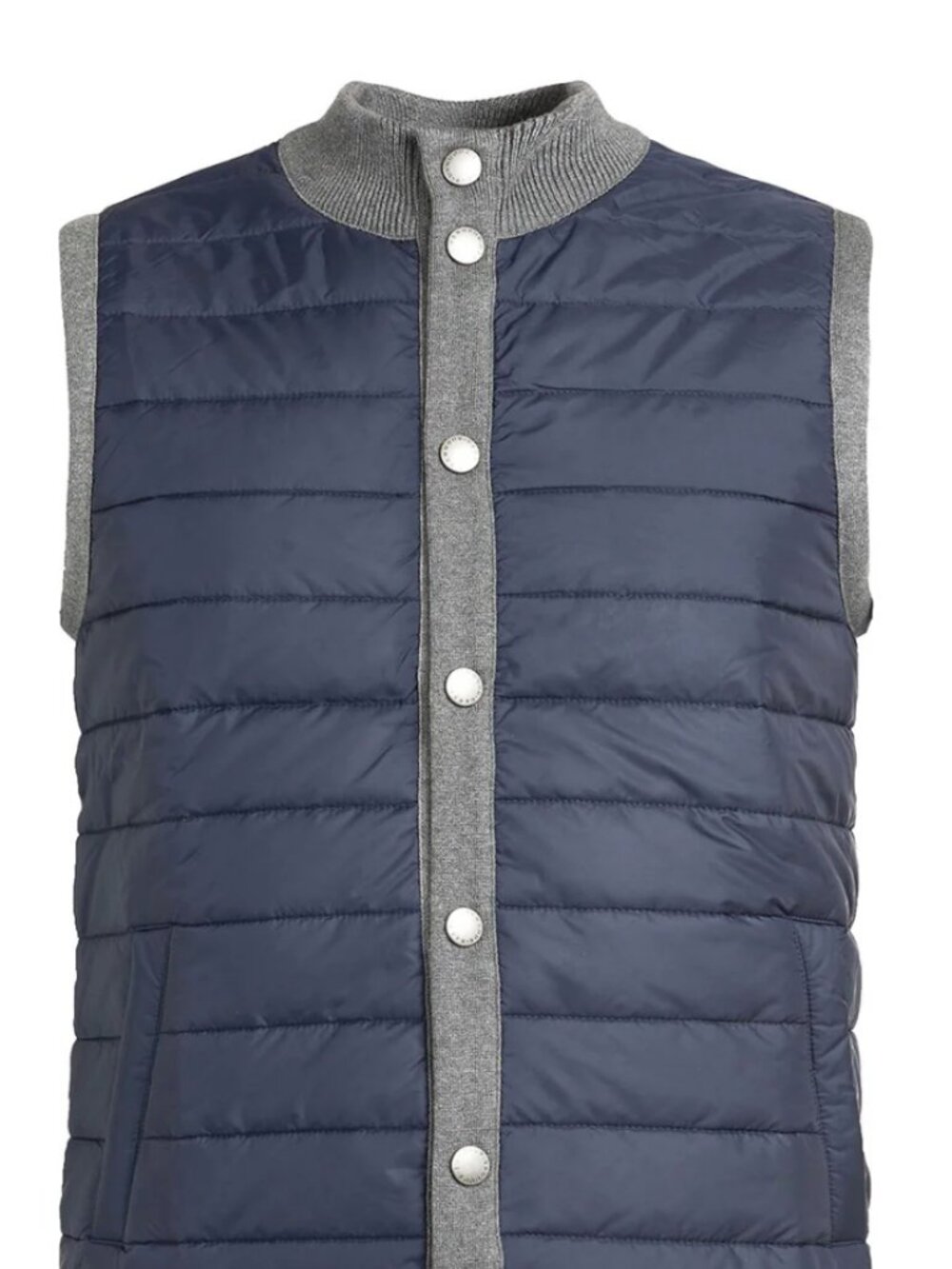 Barbour Quilted Knit Vest Gray & Navy | Men’s Small | Hybrid Vest